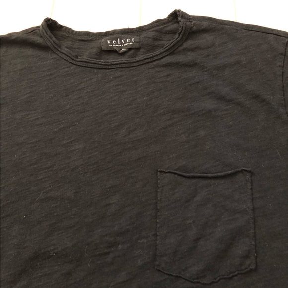Velvet by Graham & Spencer Pocket T Shirt in Black Size S - Picture 4 of 8